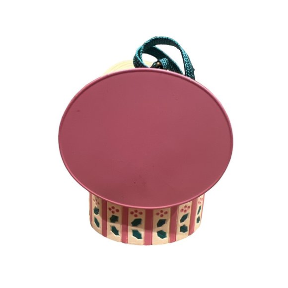 Vintage Avon Christmas Cat In Pink Box Hat Ornament - Picture 4 of 6